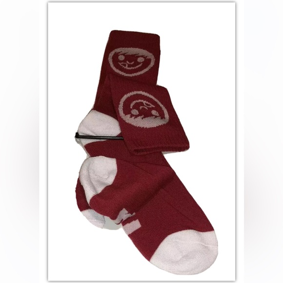 Neff Crew Socks 1 Pair Men 6.5-12 Red w/ White Face Logo Skate Snowboard BMX NEW - Picture 6 of 12
